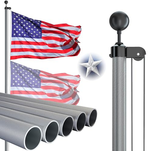 NELXINJO Heavy Duty 25FT Flag Pole -13 Gauge Extra Thick Aluminum Flagpole kit for House Yard - 80 MPH Wind Tested.