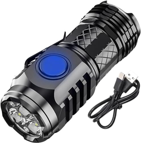 Iordan Three-Eyed Monster Mini Flashlight, Ultra Bright Portable Small LED Flashlight, Super Bright Mini Torch, Rechargeable Flashlights High Lumens Flash Light