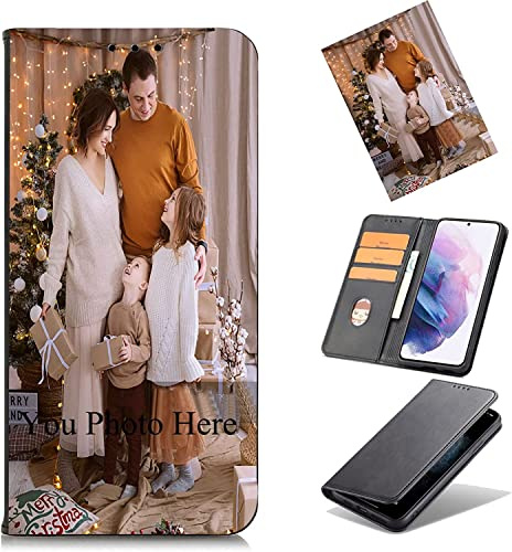 TIANDIMY Personalisierte Leder Handyhülle mit Foto für Samsung Galaxy S24 Ultra Hülle,Individuelle Text Bildern Foldable Flip Klapphüllen Wallet Cover Schutzhülle für Samsung S24 Ultra Phone Case
