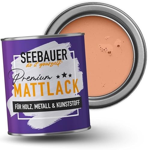 SEEBAUER diy Mattlack Orange 750ml für Innen & Außen (No. 505 Bali Sunset) Möbelfarbe ohne Schleifen - Hybrid-Lack für Holz, Metall, Kunststoff - Holzlack, Möbellack hohe Deckkraft
