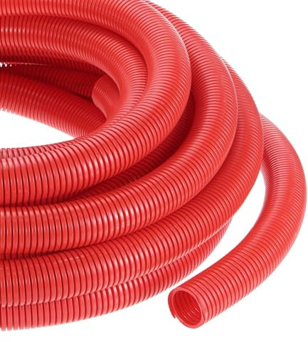 DMiotech 15m Wire Loom Tubing 38mm, Cord Protectors from Pet Flexible Conduit Cable Management for Office, Home, Garden, Red