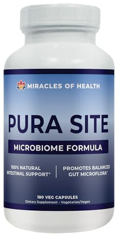 Miracles of Health Pura Site | Intestinal Health Formula | Diatomaceous Earth, Black Walnut Hull, Wormwood, Clove, Ginger, Turmeric | Natural Herbal Supplement | Digestion & Gut Health | 180 Capsules