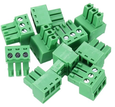 sourcing map 10PCS 3-Pin PCB Mount Screw Terminal Block Connectors 3.81mm/0.15inch Pitch Circuit Board Connectors for Home Appliances, Industrial Projects, Green
