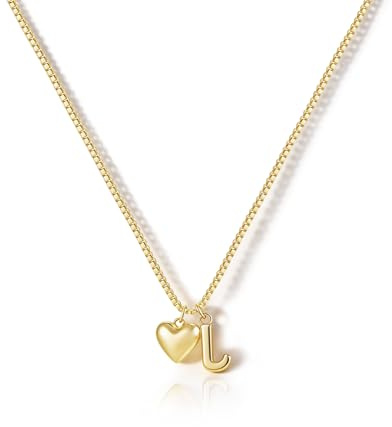 HANLI Heart J Initial Necklace Women Girls 14K Gold Plated Heart A to Z Letter Personalised Name Pendant Necklaces Wedding Anniversary Birthday Gifts for Her Teenage Jewelry
