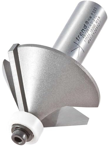 Trend Professional Guided Chamfer Cutter, 45-Degree, 1/2 Inch Shank, 41.3mm Cut Diameter & 20mm Cut Length, Tungsten Carbide Tipped, 46/361X1/2TC