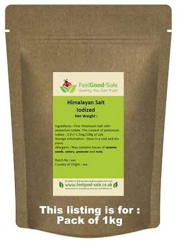 1kg Iodized Pink Himalayan Rose Salt Iodised Fine Grade (Pack Of 1)