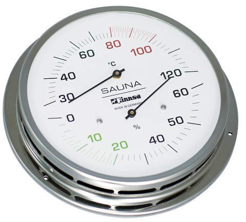 Finnsa Sauna Hygrotherm 130 mm Anschraubflansch Hygrometer Thermometer 4145-F