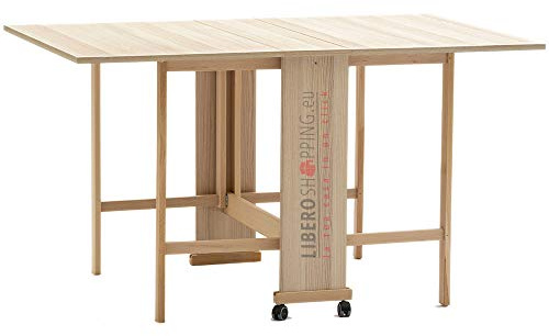 Tavolo consolle richiudibile in legno con ruote piroettanti GIORGIA (Rovere)