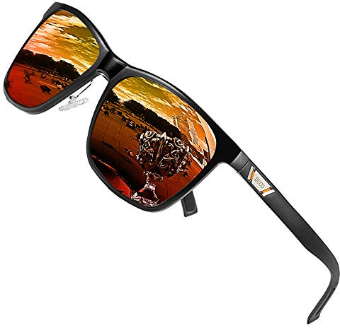 DUCO Retro Sonnenbrille Herren Damen Polarisiert Unisex Fahrerbrille 3029H | Robuste Al-Mg Metal Anglerbrille für Männer, UV-Schutz Verspiegelt Linse Kategorie 3, Verstellbare Nasenpads, Federscharnier