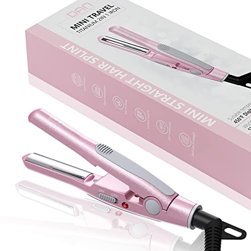 DAN Technology,Small Hair Straightener for Short Hair,1/2 Mini Hair Straightener, Dual Voltage Travel Flat Iron,U-Shaped Plates & 30s Fast Heating