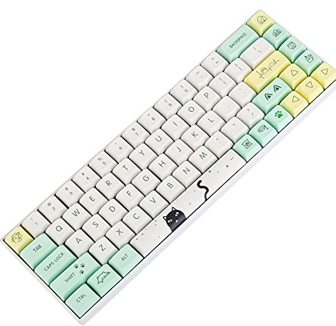 Ussixchare PBT-Tastenkappen, XDA, Gaming-Tastenkappenset, 135 Tasten, japanische Anime-Tastenkappen, Farbsublimation, ANSI-/ISO-Layout für Cherry MX Tastatur (Strange Cat)