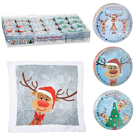 6 x Magisches Handtuch Rentier Ole - Gästehandtücher - Magic Handtücher | Gästetücher - Kindergästetücher - Handtücher Kinder - Wichtelgeschenk - Geschenk Weihnachten