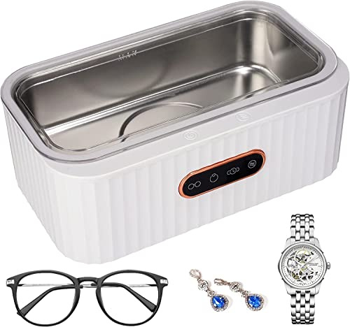Uennm Limpiador Ultrasónico 400ML, 45KHz Profesional máquina de Limpieza ultrasónica con 4 Modos de Limpieza, función táctil, Bandeja ultrasónica de Acero Inoxidable para Joyas, Anillo, Gafas