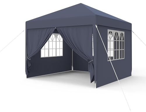 FIVMEN Pavillon 3x3m Partyzelt mit Seitenteilen und Fenstern Gartenpavillon Polyethylen UV Schutz Wasserdicht Windschutz Gartenzelt Zelt Outdoor, Anthrazit