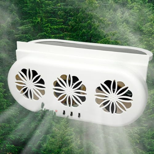 Solar Powered Car Ventilator, Car Exhaust Fan, 5000RPM Vehicle Window Fan, Solar Power Car Auto Air Vent Cool Fan with 3 Air Outlet, USB Interface, Car Ventilation System