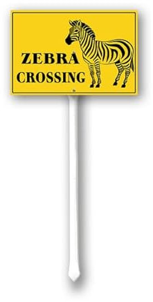 Horienteeon Zebra Crossing Schild mit Pfahl, Zebra-Hofschild, Sicherheitsschild, 20,3 x 30,5 cm, Straße, Bauernhof, Zoo, Wildtiere, Tier, rostfrei, stabiles Aluminiumschild für den Außenbereich,
