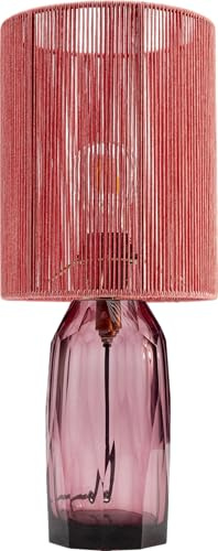 Kare Design Tischlampe Vecchio Pink, 42cm Höhe, Rot, Glas, Viskose, Stahl, Moderne Tischleuchte, Schlafzimmer, Büro, keine Leuchtmittel inklusive, 42x18x18 cm (HxBxT)