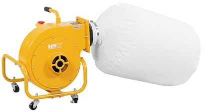MSW Aspirateur à copeaux de bois 850 m³/h 56 L 750 W 2950 tr/min, construction acier robuste, mobile (4 roues dont 2 avec freins), arrêt d'urgence, aspirateur d'atelier bois, turbine d'aspiration
