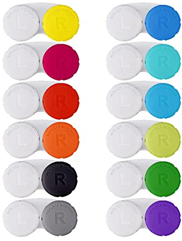 YKuzLx 12 Pack Contact Lens Case, Portable Contact Case for Travel Outdoor Home Office Dormitory and Daily Use,Colorful(12 Colors)