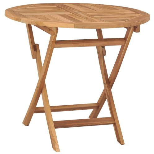 vidaXL Teck Massif Table à Dîner d'Extérieur Pliable Ronde Table de Jardin