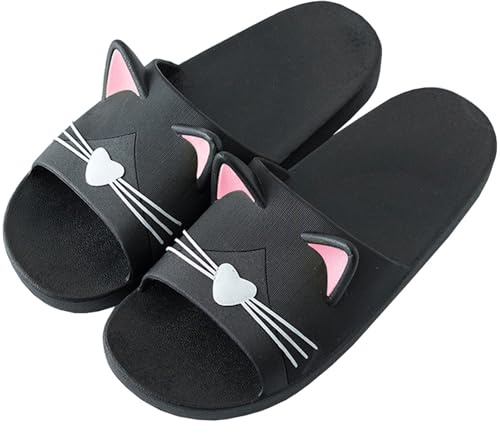 Acfoda Sandale de Plage Femme Chausson de Bain Antidérapant Ete Chaussure de Douche Claquettes Léger Maison Slippers Noir 39/40 EU= Taille fabricant 40/41