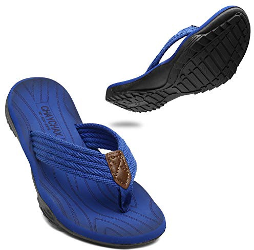 ChayChax herr flip flops mjuk tåseparator utomhus sport strand sandaler halkfri pool badtofflor, Mörkblå, 40 EU