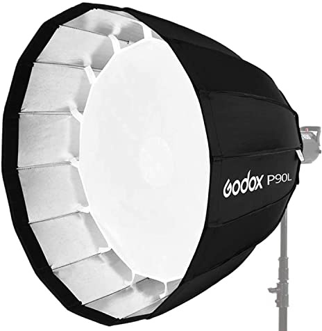 GODOX P90L Softbox 90cm Deep Parabolic Silver Bowens S-Fit Light Modifier Inner Outer Diffusers Octagonal Quality Build included S-Fit Speed Ring Portrait Fashion Photography Studio Lighting Equipment