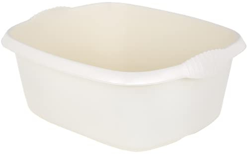 JMS we create smile - 39cm Rectangular Kitchen Washing Up Bowl Basin Mixing | Plastic Bowl for Home Kitchen (Soft Cream)