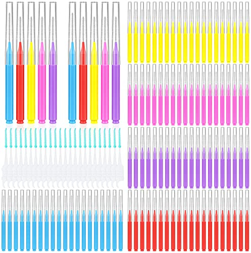 300 Pcs Interdental Brushes for Braces, 6 Size Soft and Bendable Braces Brush for Cleaning, Toothpick Dental Tooth Flossing Head Oral Dental Hygiene Flosser Teeth Gum Braces Tooth Cleaning Tool