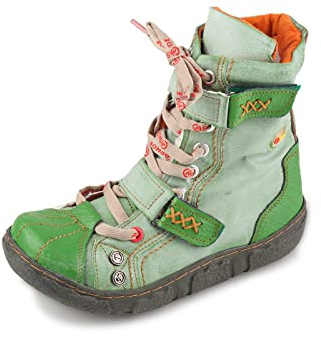 TMA EYES Botas de cuero atadas, botas de nieve para mujeres con fondo plano y pies anchos(Verde,36)