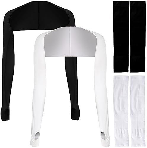 BDSHUNBF 4 Pezzi Raffreddamento Scialle Maniche Braccio, Maniche a Braccio, Protezione Solare Scialle Anti-UV Manicotti Braccio Foro Dito per Ciclismo