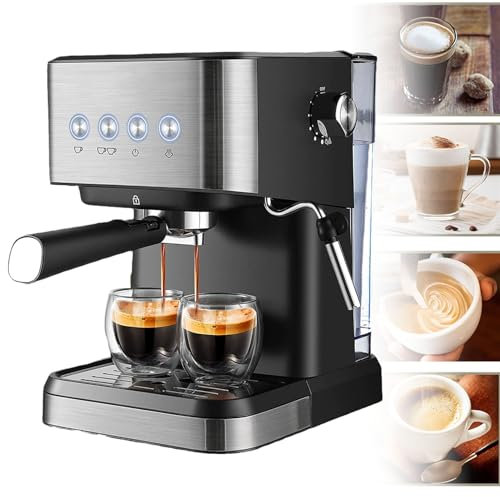 Hydravex Cafetera y Capuchino, cafetera Espresso automática, cafetera Profesional de 1050 W, Pantalla táctil intuitiva, depósito de Agua extraíble de 1,5 l