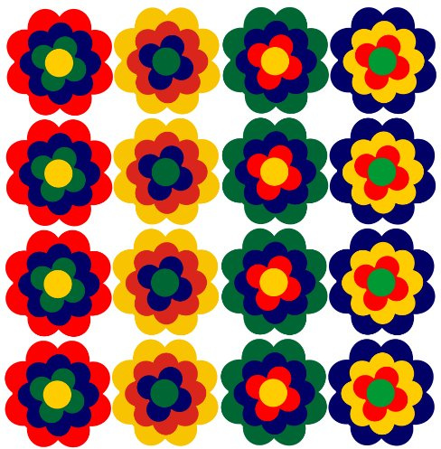 16 x Prilblumen Aufkleber a 3cm Pril Autoaufkleber Retroblume Vintage Fahrradaufkleber Fliesenaufkleber