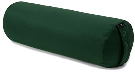 Yoga Studio Yoga Bolster Cushion | EU Organic Buckwheat Hulls Filling | (GOTS Certified) | Removable Washable Organic Cotton Outer Cover | Great for Yoga, Meditation (Forest Green)