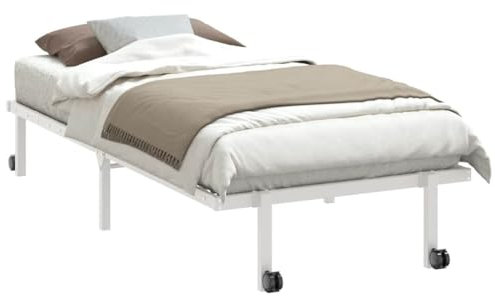 vidaXL Bettgestell ohne Matratze Klappbar Weiß 90x200 cm Stahl, Bettrahmen, Bett, Bettrahmen klappbar, Metallbett, Bettgestell klappbar