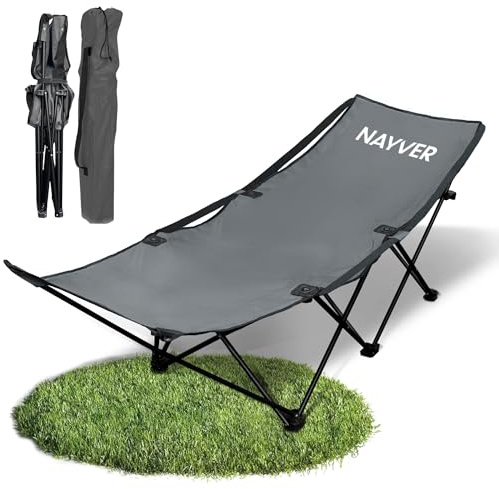 NAYVER Camp Bed Campingliege, Anthrazit | Robust & Leicht, Schnell Aufgebaut, Tragkraft bis 150kg, Mit Tragetasche, Klappbar & Platzsparend