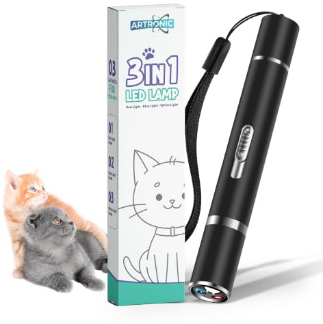 Artronic Jouet Chat Interactif - Jouets pour Chats et Chiens avec Lumière LED, Jouet Chat Interactif pour Chat et Chaton Rechargeable USB - Accessoire de Dressage, Exercice et Activité Physique