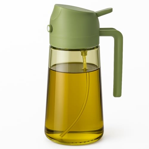 Globly Spruzzino Olio 2 in 1 per Friggitrice ad Aria 470ml | Nebulizzatore e Dosatore Olio da Cucina Antigoccia Oliera Spray per Alimenti