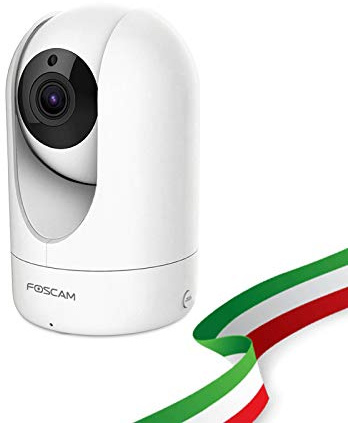 FOSCAM Caméra IP de vidéosurveillance WiFi R4M Caméra Domestique sans Fil Haute résolution 2K 4MP avec Pan/Tilt. Compatible avec Alexa.