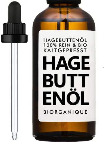 BIO Hagebuttenöl (Wildrosenöl) -100% rein, natürlich und kaltgepresst - 50 ml - Pflege für Haar, Körper, Anti-Aging, Haut, Narben, Anti Dehnungsstreifen, Antialterung/Hagebuttenkernöl