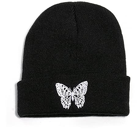 WQZYY&ASDCD Mütze Beanie Hut Strickmütze Mützen Stickerei Warme Ski Damen Mütze Outdoor Skullies Caps Soft Cap Bonnet Herren Damen Schwarz