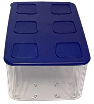 Tupperware Clear Mates, contenitore trasparente e fresco, 2,5 l, con coperchio, rettangolare, trasparente, blu scuro, facilmente impilabile, per conservare freschezza, per verdure, frutta, salsiccia o