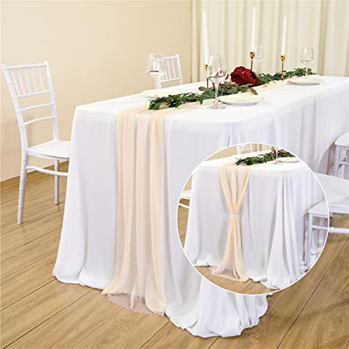NSXIN Tischläufer Chiffon Tischdeko Hochzeit Tischband 70x300 cm Hochzeitsläufer Tischdecke Kommunion Dekorativ für Geburtstag, Party, Hochzeitsdeko (Champagner)
