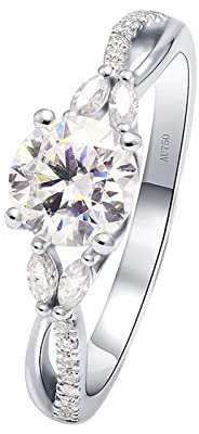Verlobungsring Weißgold, 14 Karat Weißgold 1 Karat erstellter Infinity-Diamantring Verlobungsring für Damen Größe 57 (18.1)