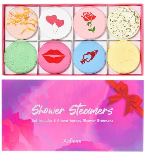 Aofmee Shower Steamers Aromatherapy - 8 Pack Shower Bombs Gift Set for Women, Shower Tablets with Essential Oils for Relaxation, Pamper Self Care Spa Gifts Birthday Gifts for Wife, Girlfriend, Mother