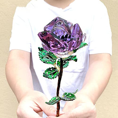 CZAOINCU Raumdekoration Stone Crafts Crystal Rose Flower Figuren Glas Briefbeschwerer Handwerk Hochzeit Home Tischdekoration Ornamente in Box