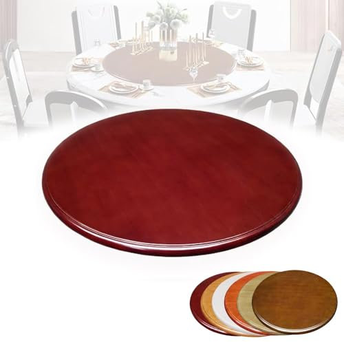 Großer Lazy Susan Drehplatte aus Holz, 70-100cm Runder Tisch-Drehteller, 360° Drehbares Tablett mit Base, Anti-Rutsch Servierplatte für Küche Essen, Parteien, Hochzeit(Red brown,31inch(80cm))