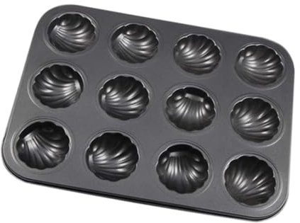 Plaque de Cuisson en Forme de Coquille, Moule à Madeleine Antiadhésif à 12 Cavités en Acier au Carbone, Plateau à Gâteau
