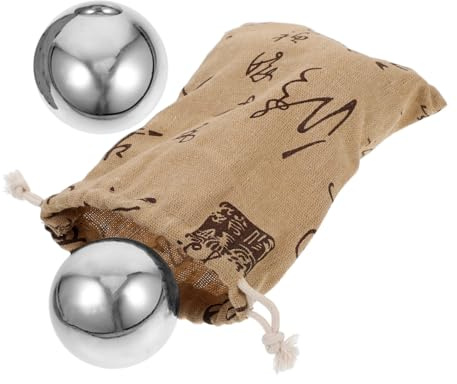 WOONEKY Balones de Masaje de Acero Inoxidable para Mano, Superficie Lisa y Relajante, Set de 1 para Adultos Mayores y Terapia Antiestrés