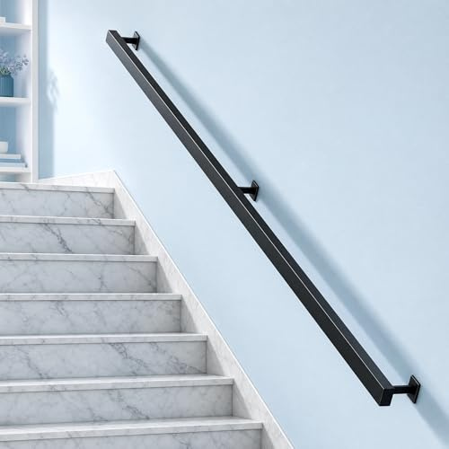 Handlauf Treppe, Treppengeländer Innen, Handlauf Schwarz, Geländer Treppe, Kann Gespleißt Werden Treppengeländer, Stiegengeländer für Balkone Flure Wohnungen Villen (A, 100CM)